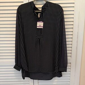 NWT Anne Klein black  and White polka dot  Blouse xxl